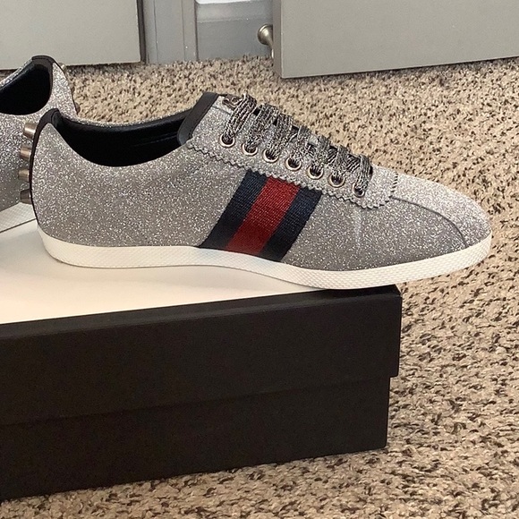 💎 Gucci Glitter Web Sneakers 💎 - Picture 4 of 12